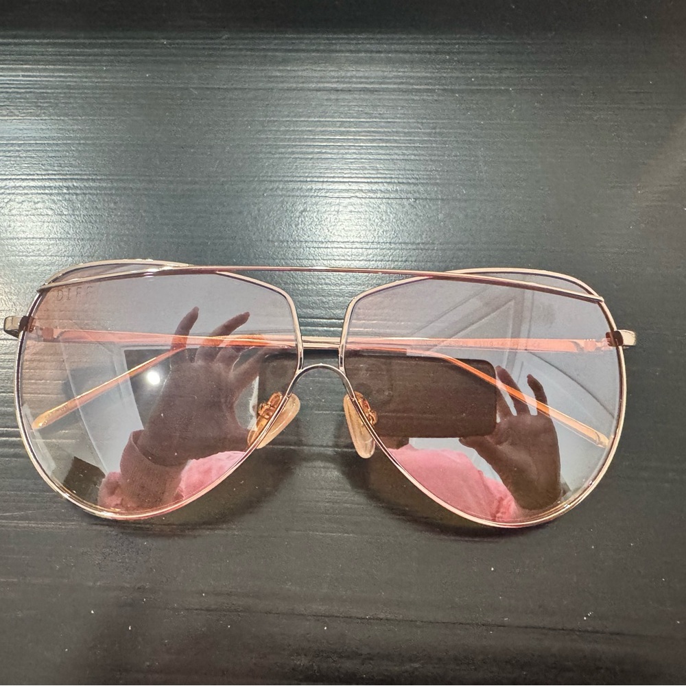 Diff Rose Gold Aviator Sunglasses